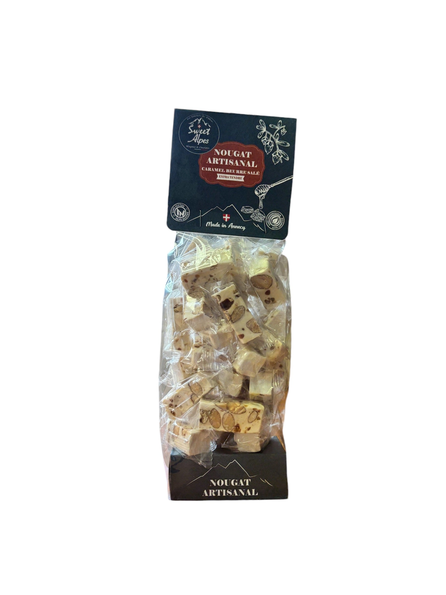 Sachet de Nougat Tendre - LE BELGE GOURMAND - CARAMEL SPECULOOS FLEUR DE SEL DES ALPES - 300g